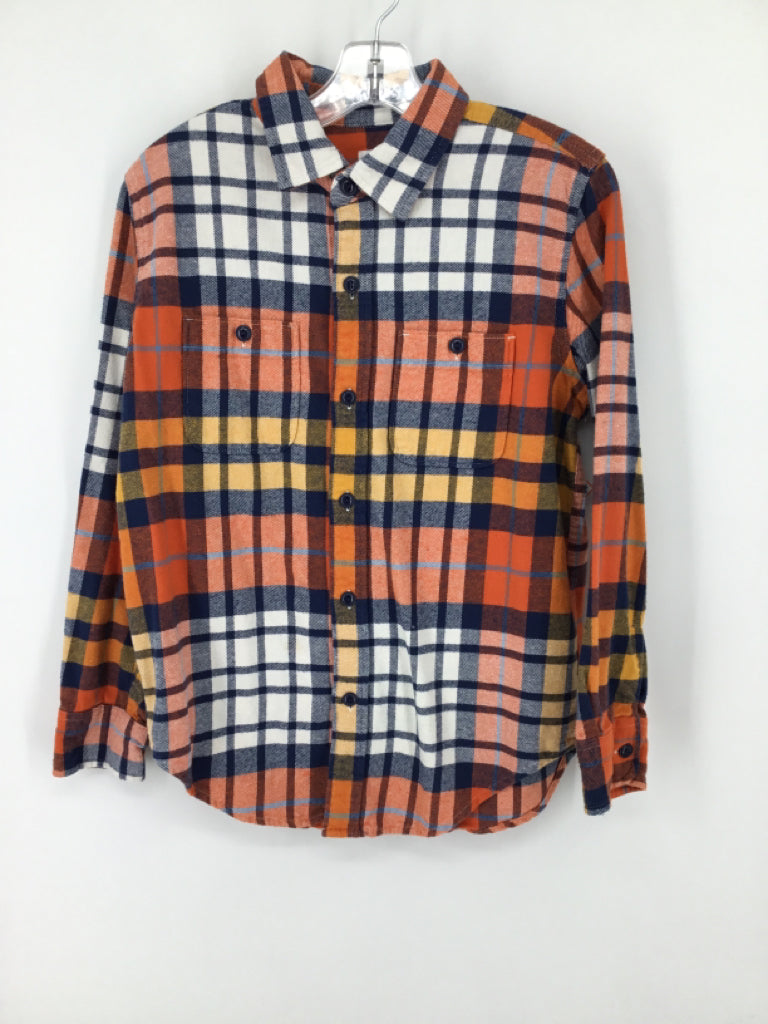Gap Kids Child Size 10 Orange Plaid Shirt - boys
