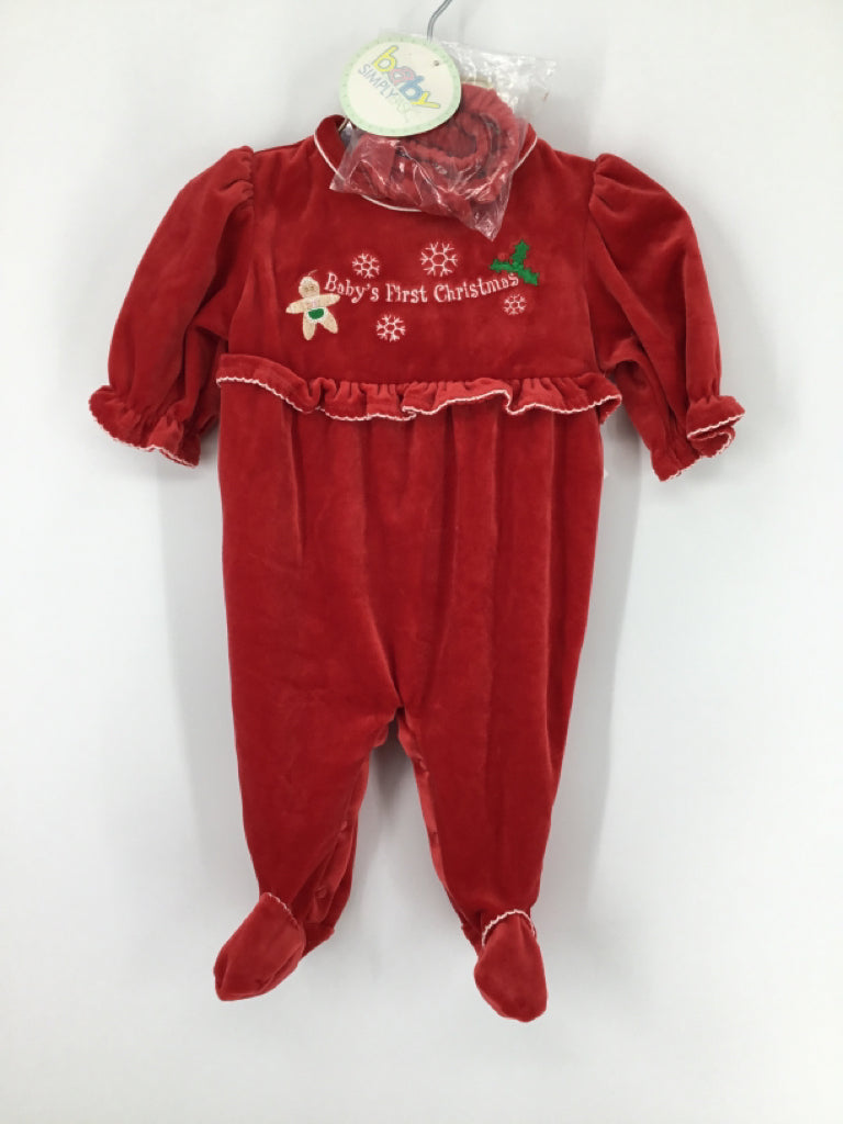 Simply Basic Child Size 0-3 Months Red Christmas Outfit