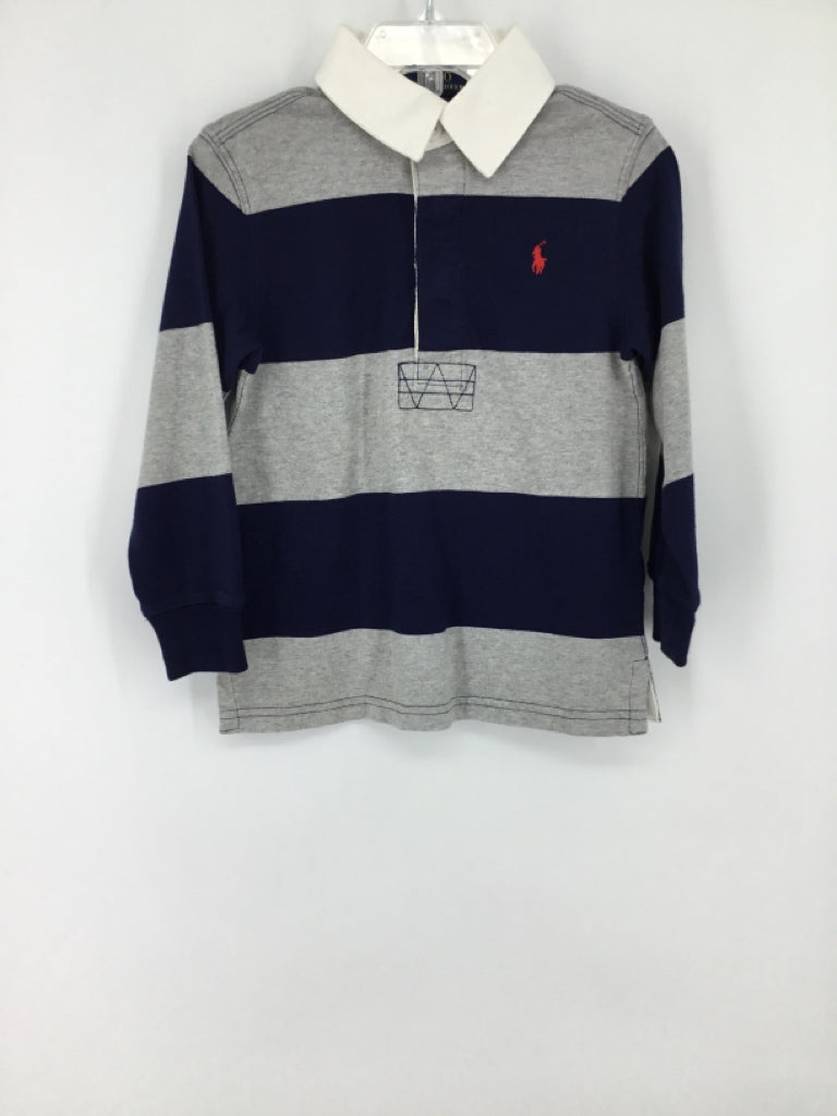 Ralph Lauren Child Size 3 Navy Stripe Shirt - boys