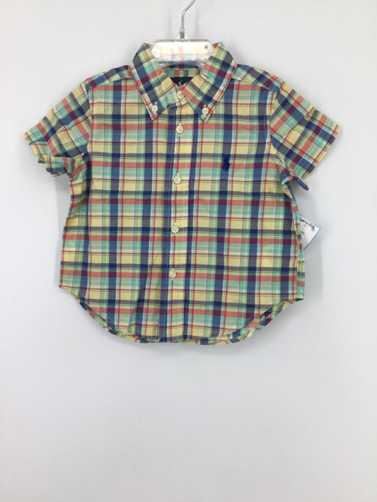 Ralph Lauren Child Size 12 Months Yellow Plaid Shirt - boys