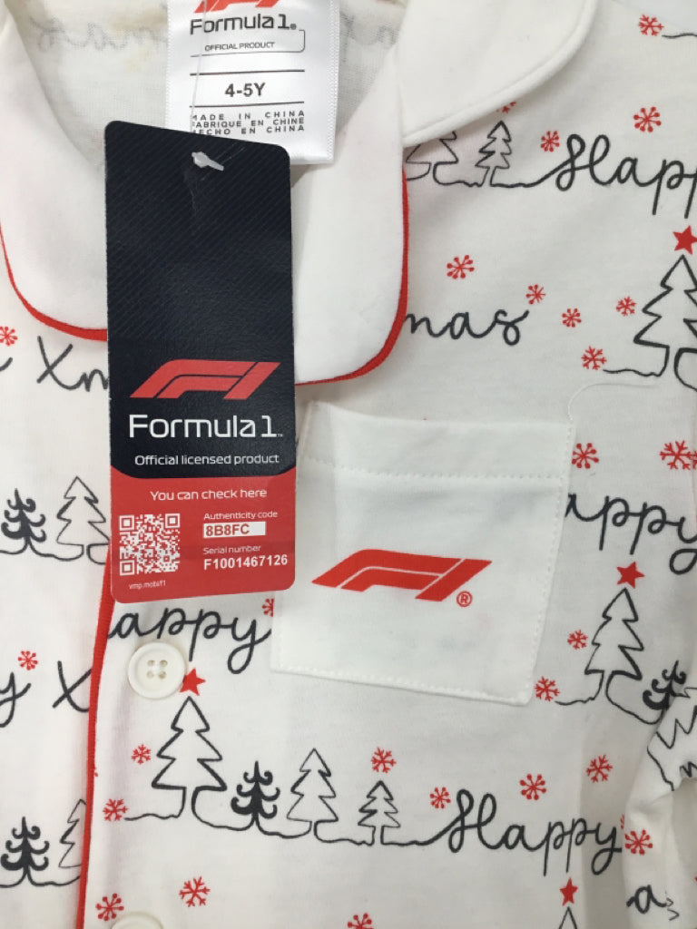 Formula 1 Child Size 4 White Christmas Pajamas