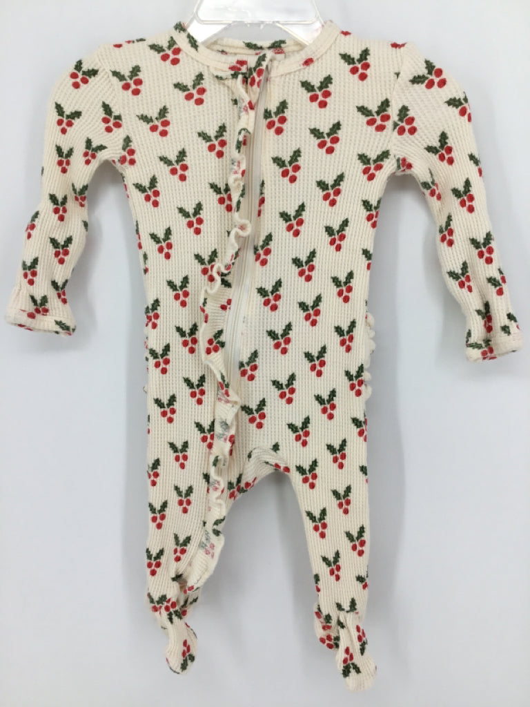 Spearmint Love Child Size 0-3 Months Cream Christmas Sleeper