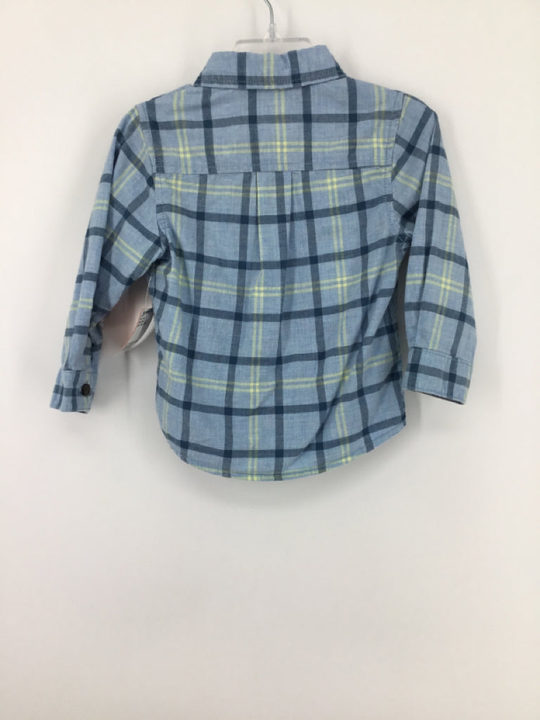Cat & Jack Child Size 18 Months Blue Plaid Shirt - boys