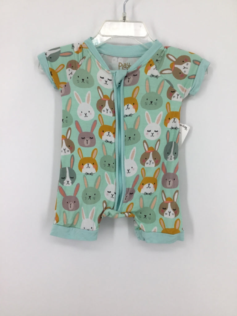 Little Sleepies Child Size 0-3 Months Green Easter Pajamas