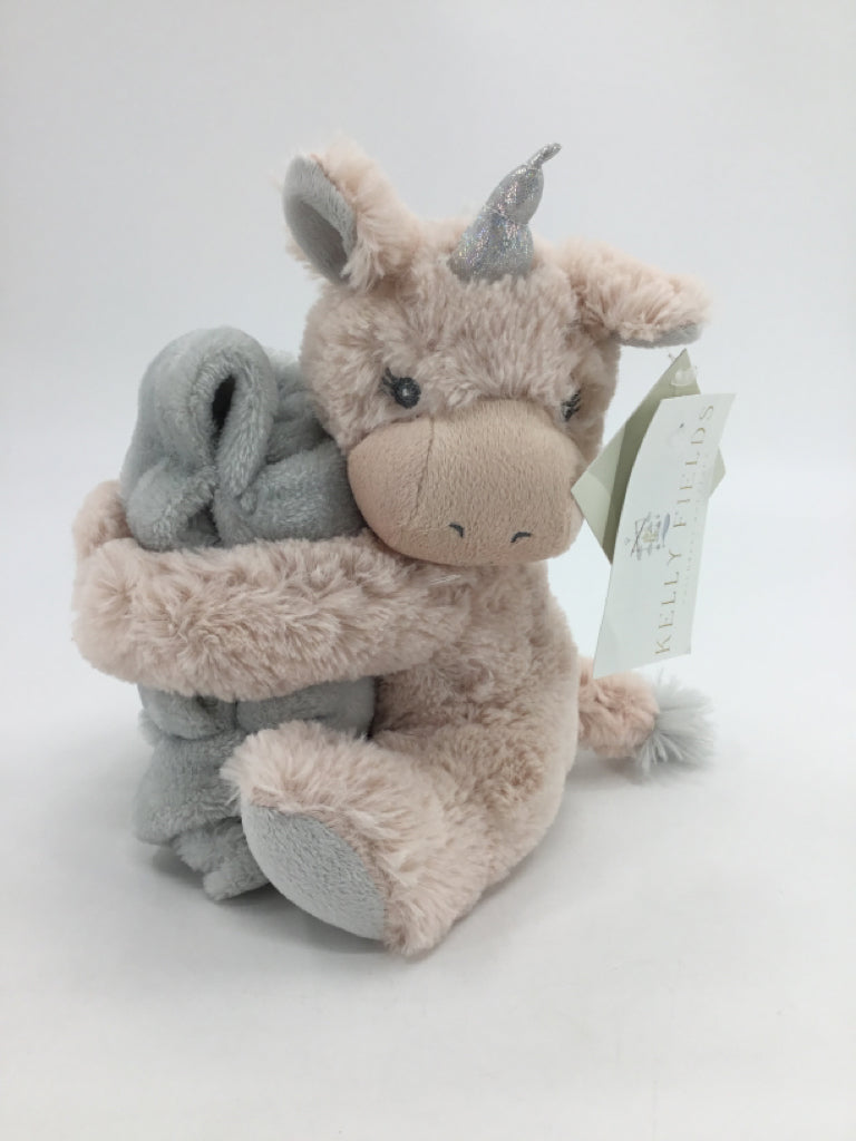 Elegant Baby Pink Unicorn Plush and Blanket