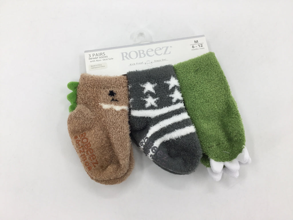 Robeez Child Size 6-12 Months Multi-Color Dinosaur Socks - boys