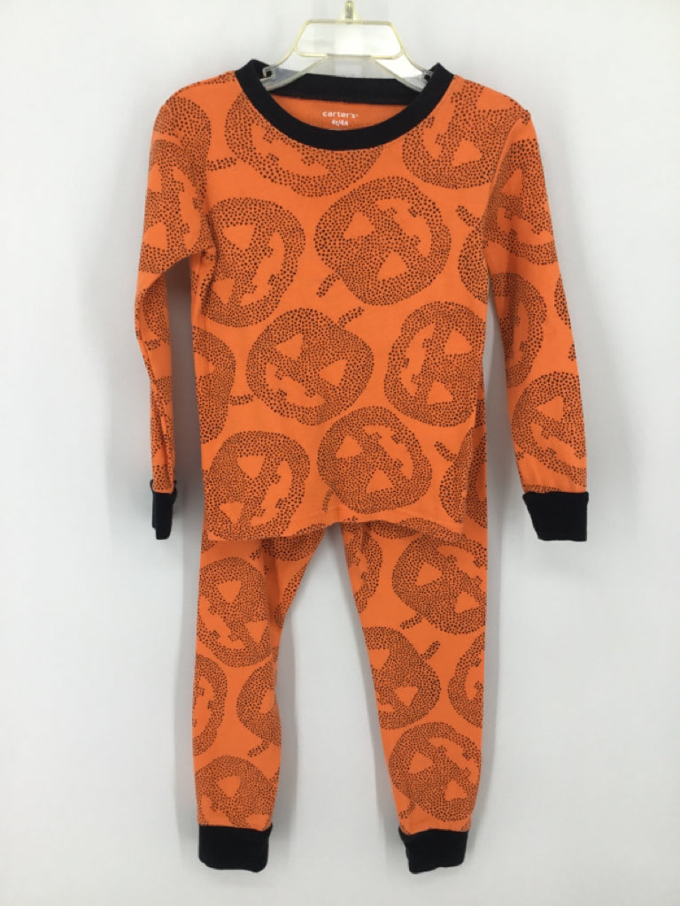 Carter's Child Size 4 Orange Halloween Pajamas