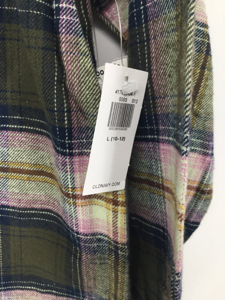 Old Navy Child Size 10 Green Plaid Shirt - boys