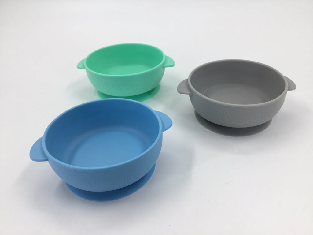Upward Silicone Baby Bowls with Suction Set of 3