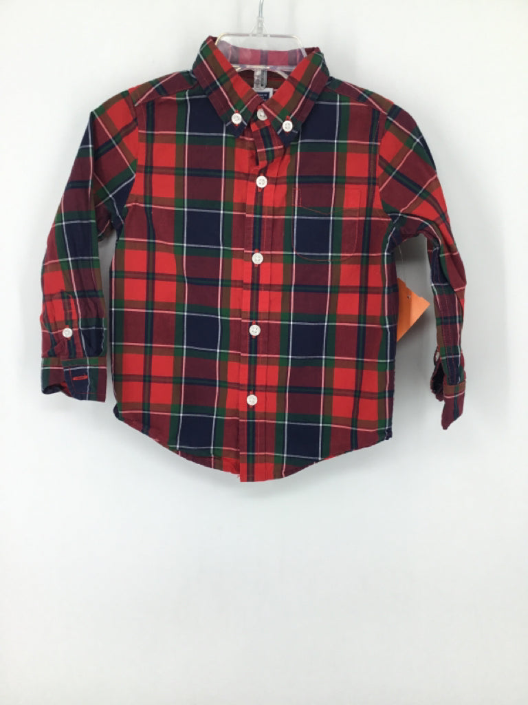 Janie and Jack Child Size 18-24 Months Red Plaid Shirt - boys