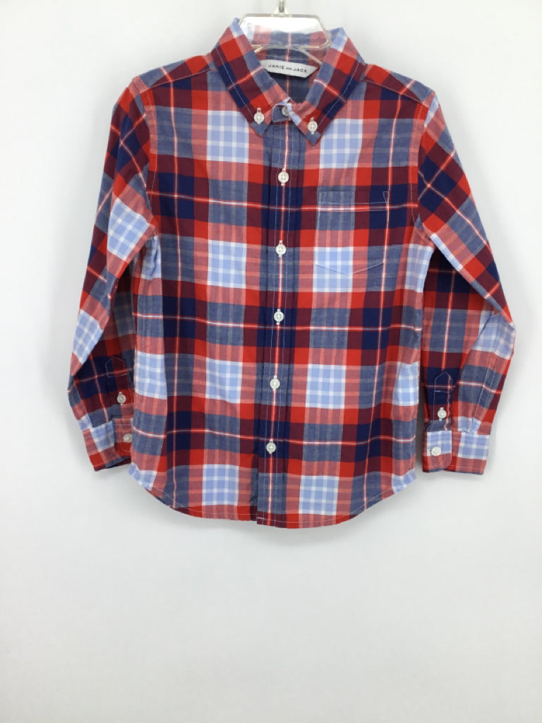 Janie and Jack Child Size 4 Red Plaid Shirt - boys