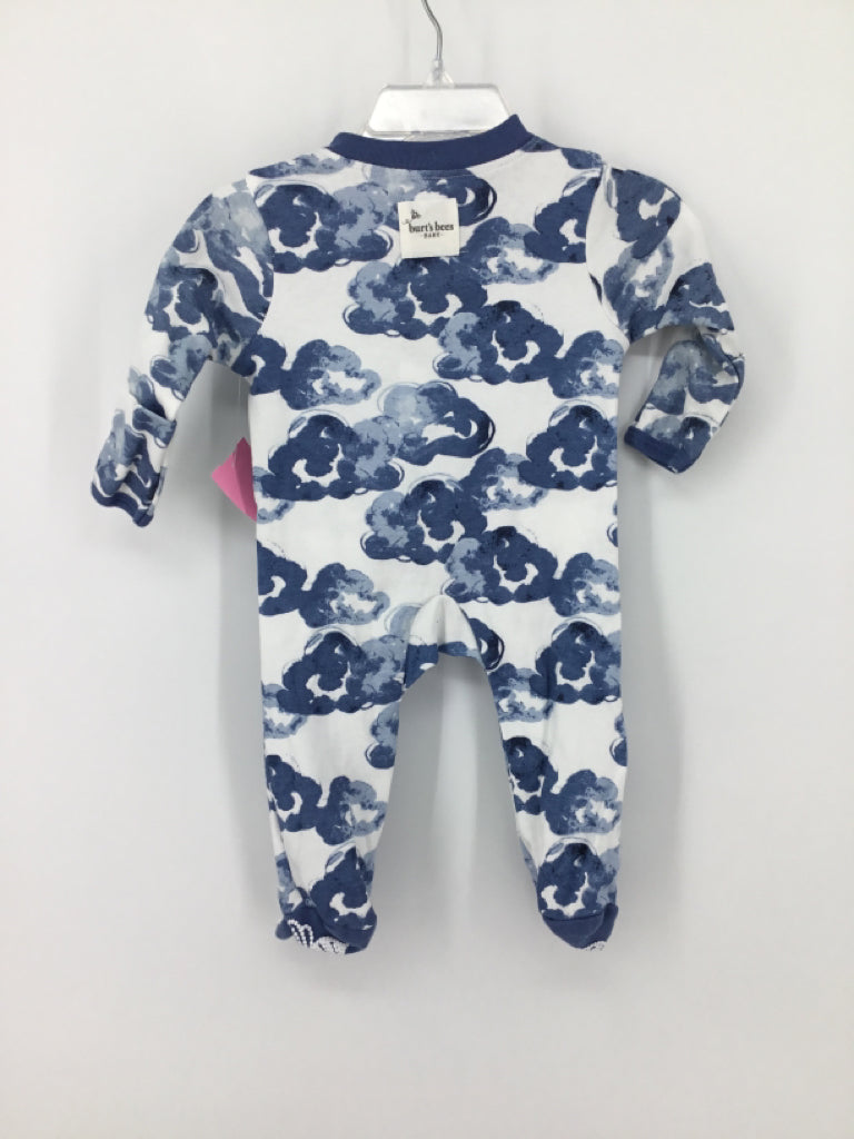 Burt's Bees Baby Child Size Newborn Blue Sleepers