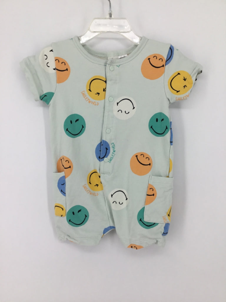 H & M Child Size 6-9 Months Blue Print Outfit - boys