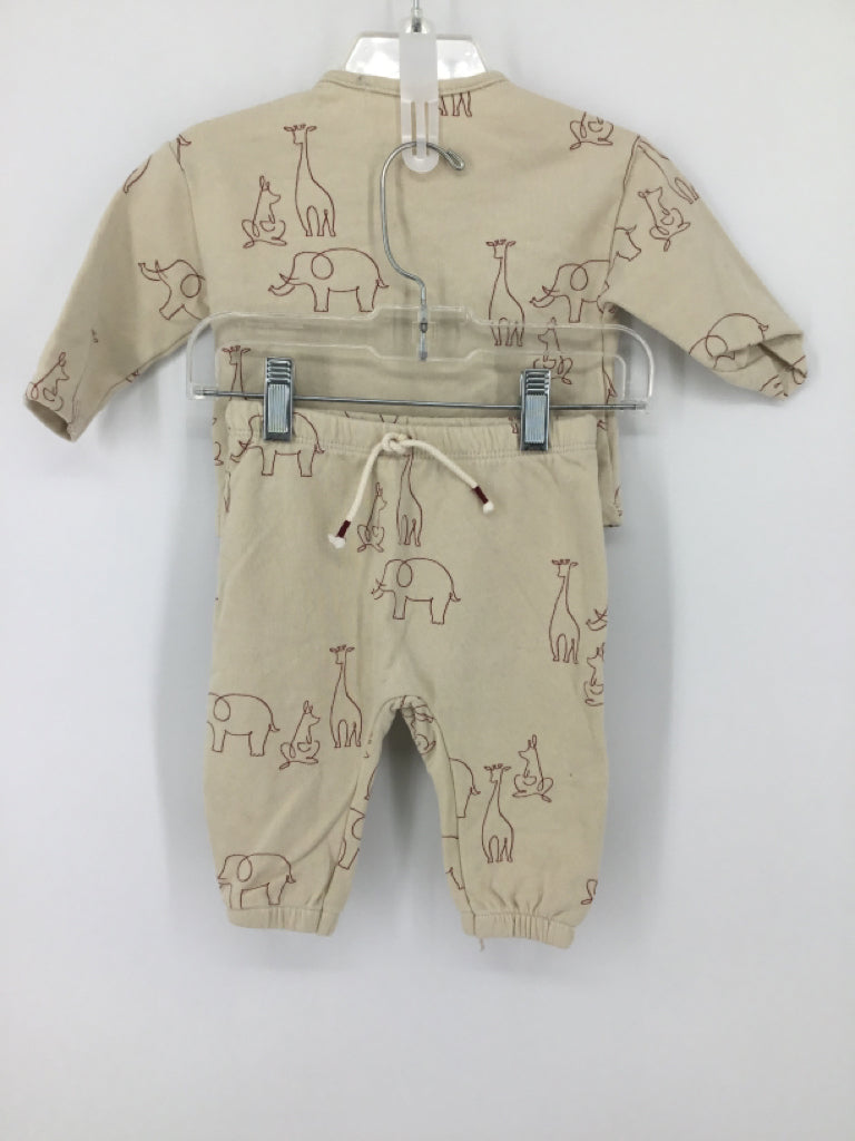 Zara Child Size 0-3 Months Tan Animals Outfit - boys