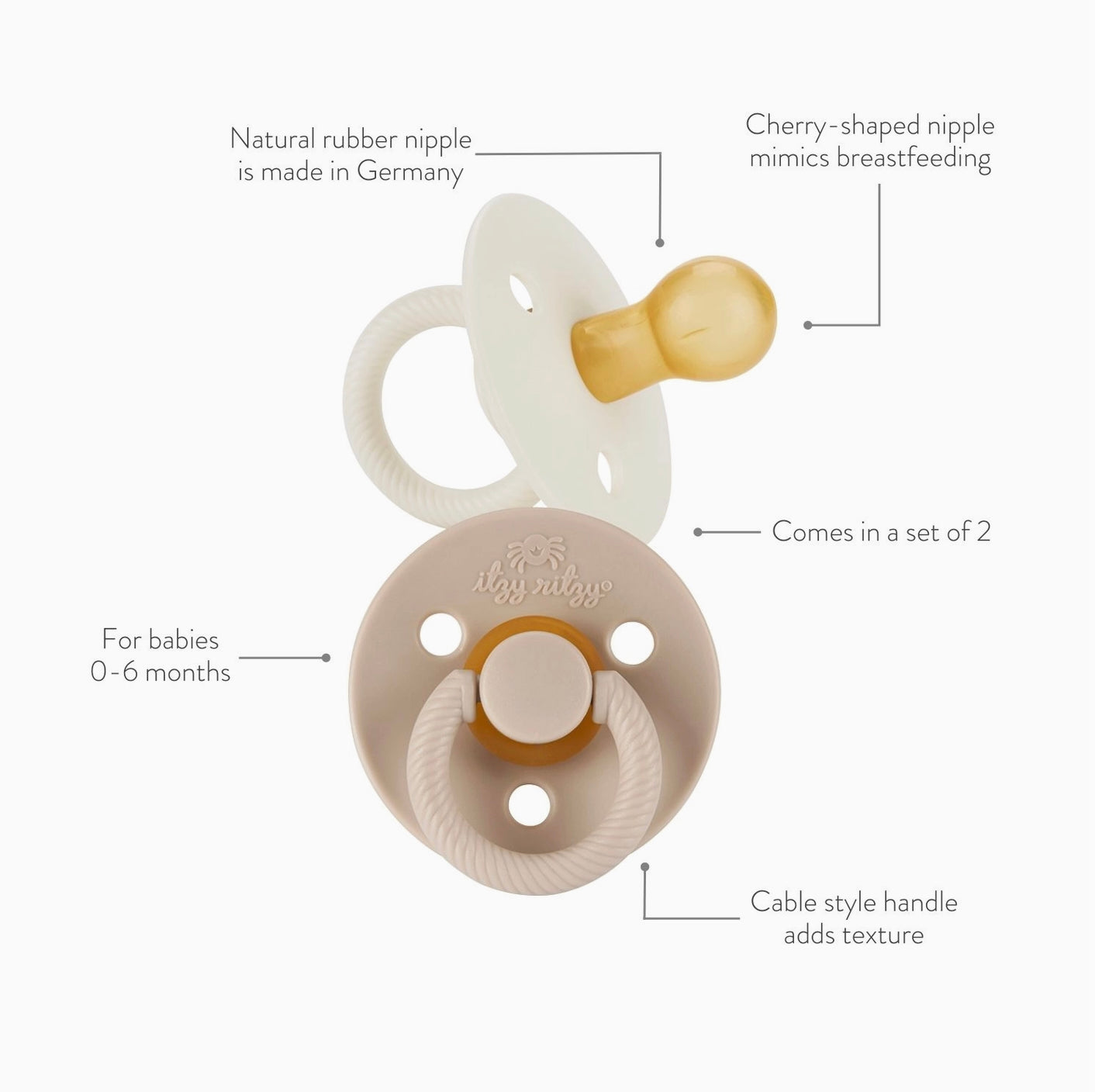 Itzy Ritzy - Itzy Soother Natural Rubber Paci Set (Bloosom & Rosewood)