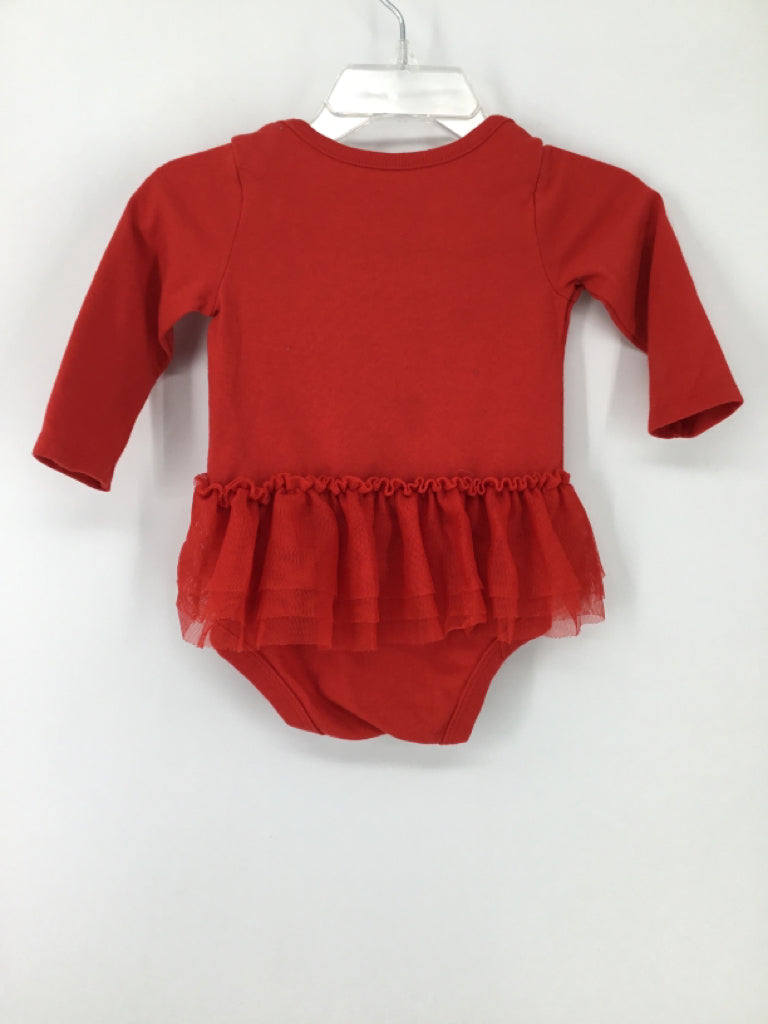 Cat & Jack Child Size 0-6 Months Red Christmas Onesie