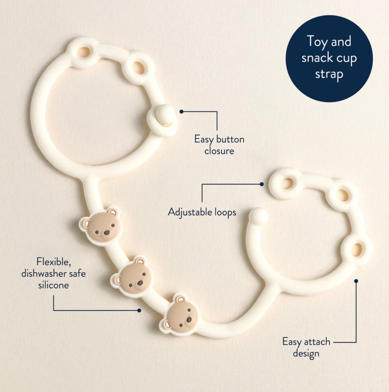 Itzy Ritzy - Itzy Strap - Toy & Snack Cup Strap (Theo the Bear)