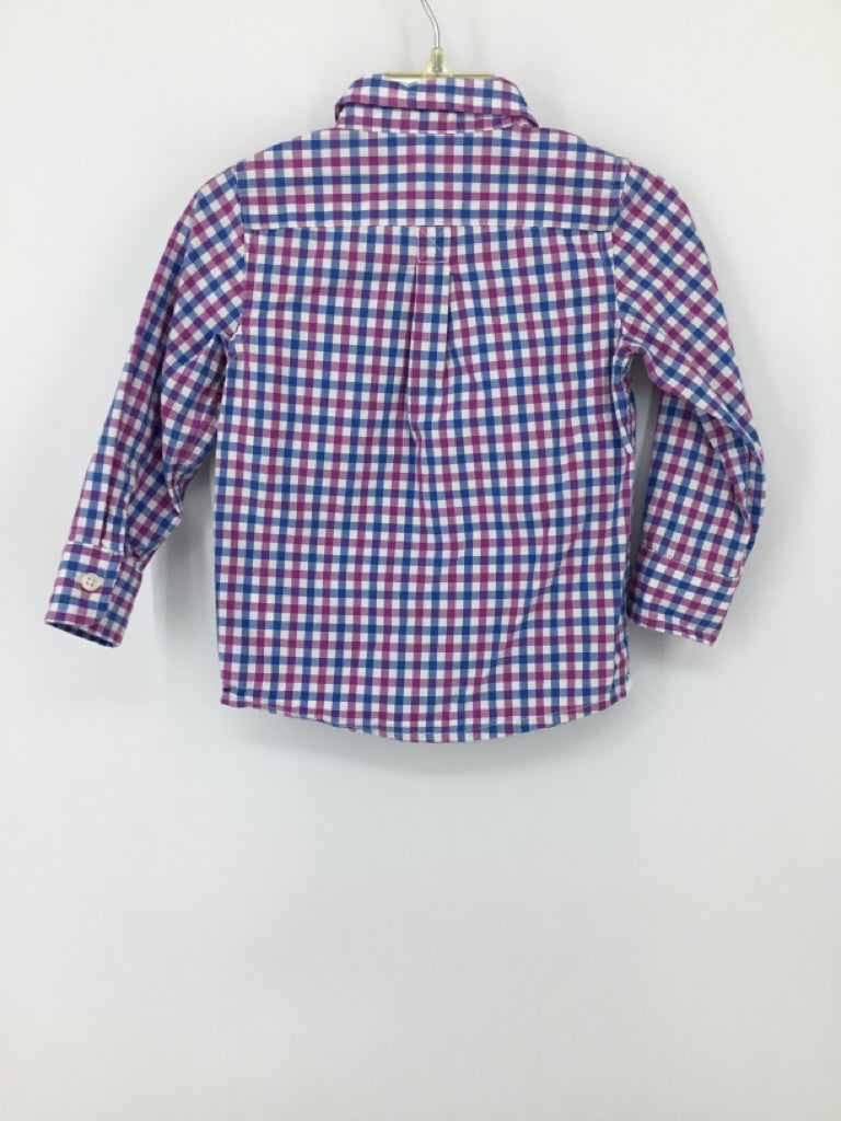 J Crew Child Size 12-18 Months Purple Gingham Shirt - boys