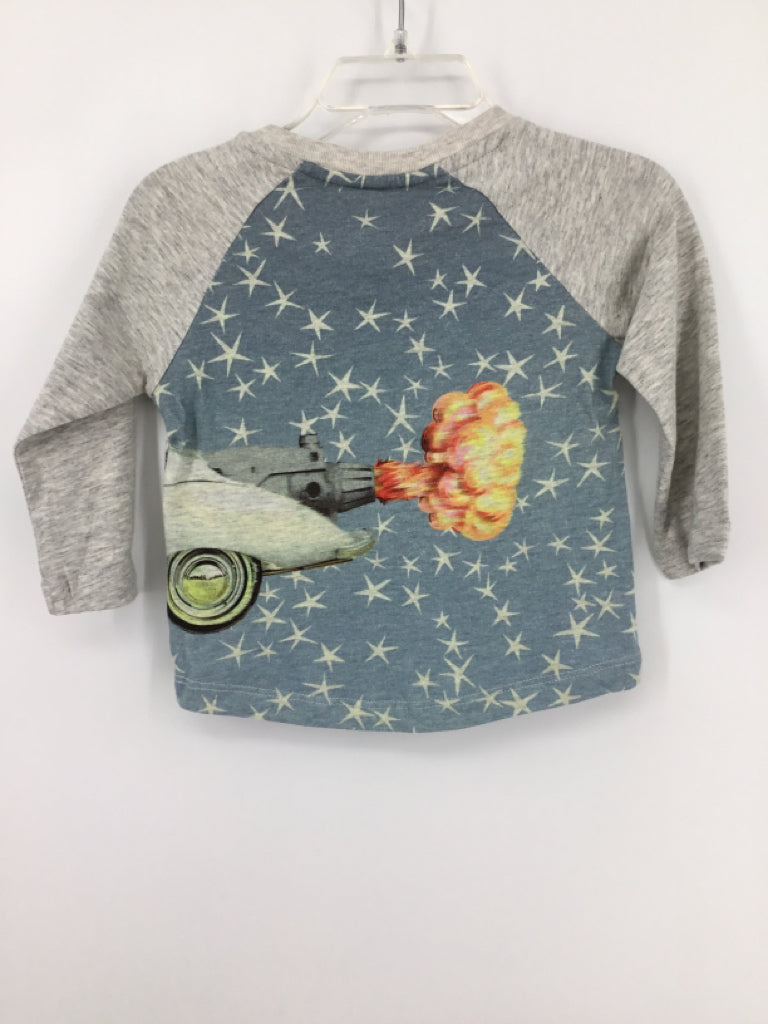 Little Wings Child Size 6 Months Blue Print T-shirt - boys
