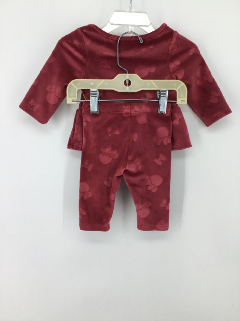 Disney Child Size 3 Months Burgundy Outfit - girls