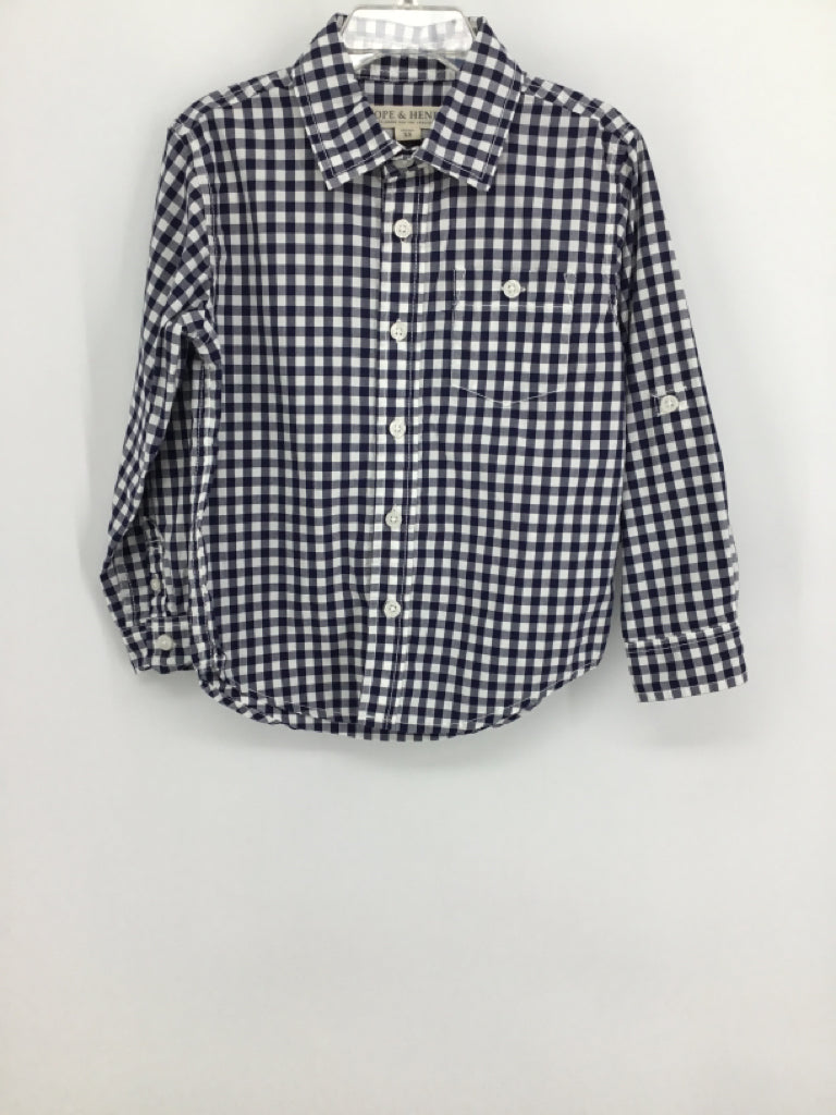 Hope & Henry Child Size 5 Navy Gingham Shirt - boys