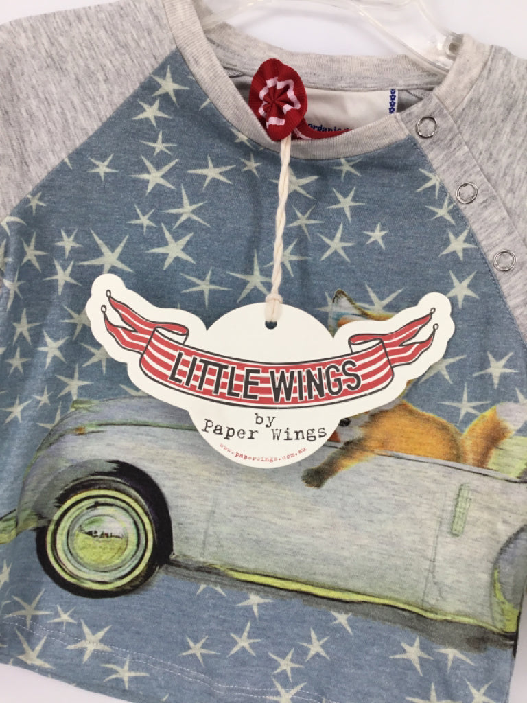 Little Wings Child Size 6 Months Blue Print T-shirt - boys