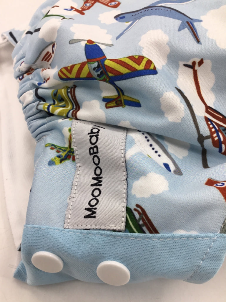 MooMoo Baby Child Size One Size Blue Print All in One Cloth Diaper