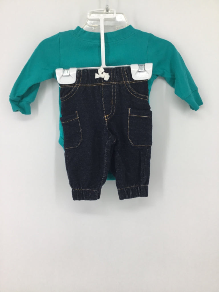 Carter's Child Size 3 Months Blue Embroidered Outfit - boys