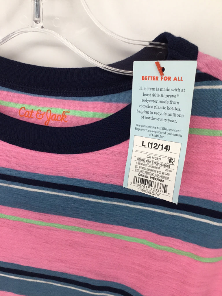 Cat & Jack Child Size 12 Pink Stripe T-shirt - boys