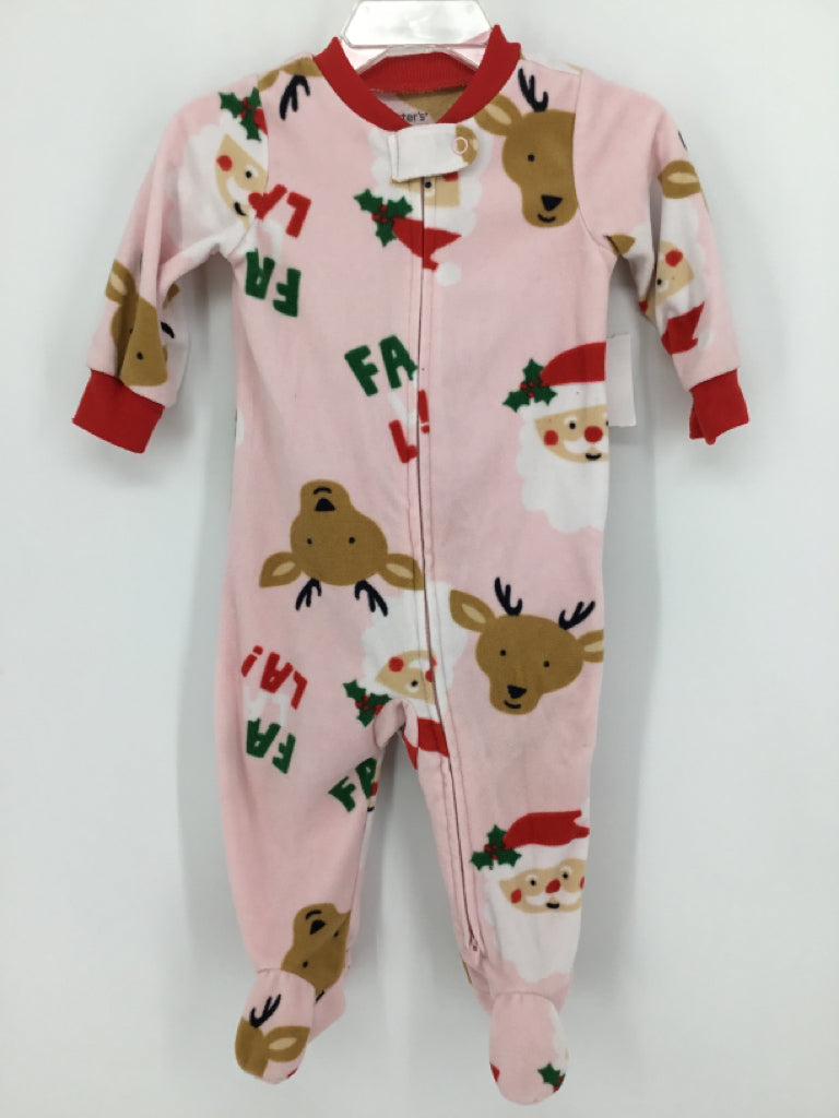 Carter's Child Size 9 Months Pink Christmas Sleeper