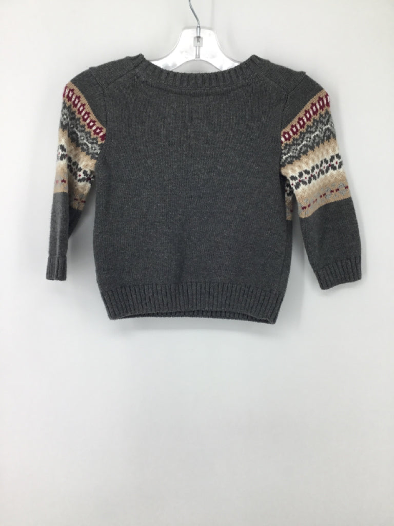 Janie and Jack Child Size 12-18 Months Gray Print Sweater - boys