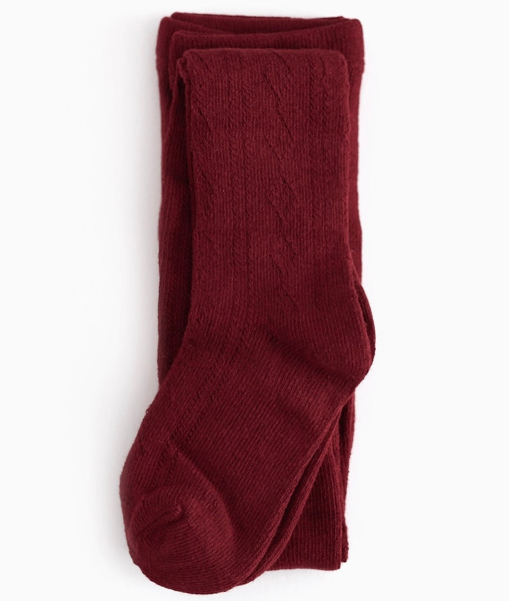 The Little Stocking Co - Fancy Knit Tights (Crimson)