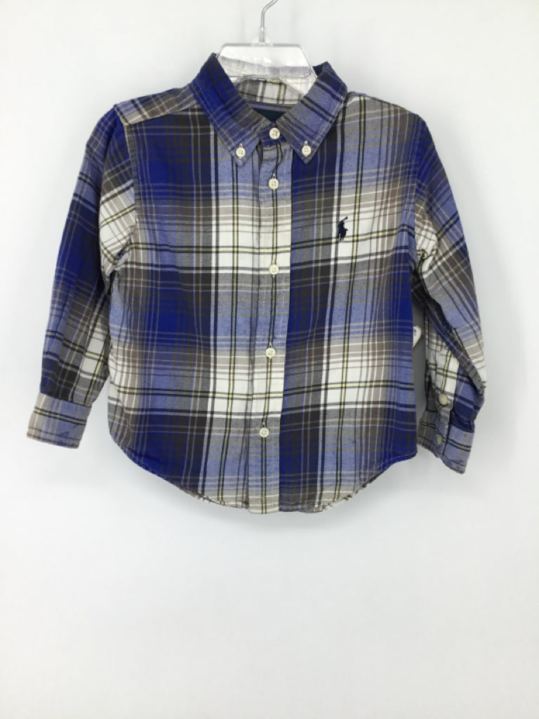 Ralph Lauren Child Size 24 Months Blue Plaid Shirt - boys