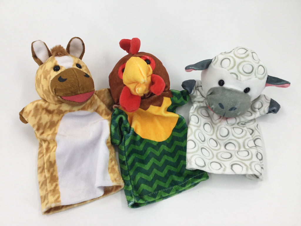 Set of 3 Hand Puppets - Farm Animals
