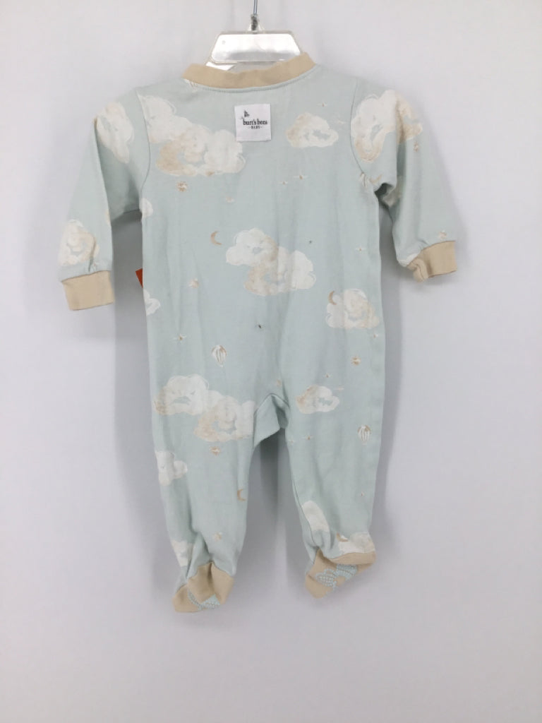 Burt's Bees Baby Child Size 3-6 Months Blue Sleepers