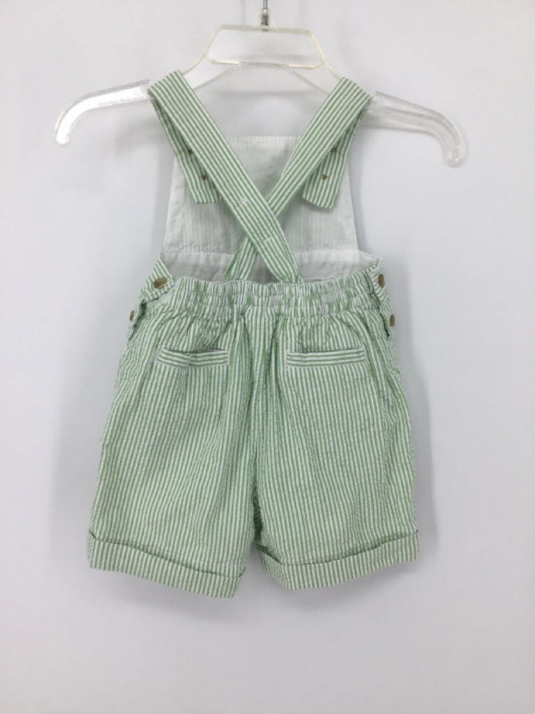 Janie and Jack Child Size 0-36 Months Green Stripe Overalls - boys