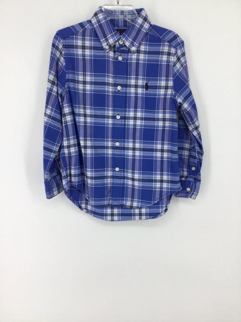 Ralph Lauren Child Size 4 Blue Plaid Shirt - boys