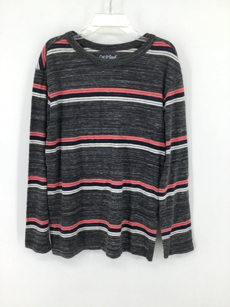 Cat & Jack Child Size 6 Gray Stripe T-shirt - boys