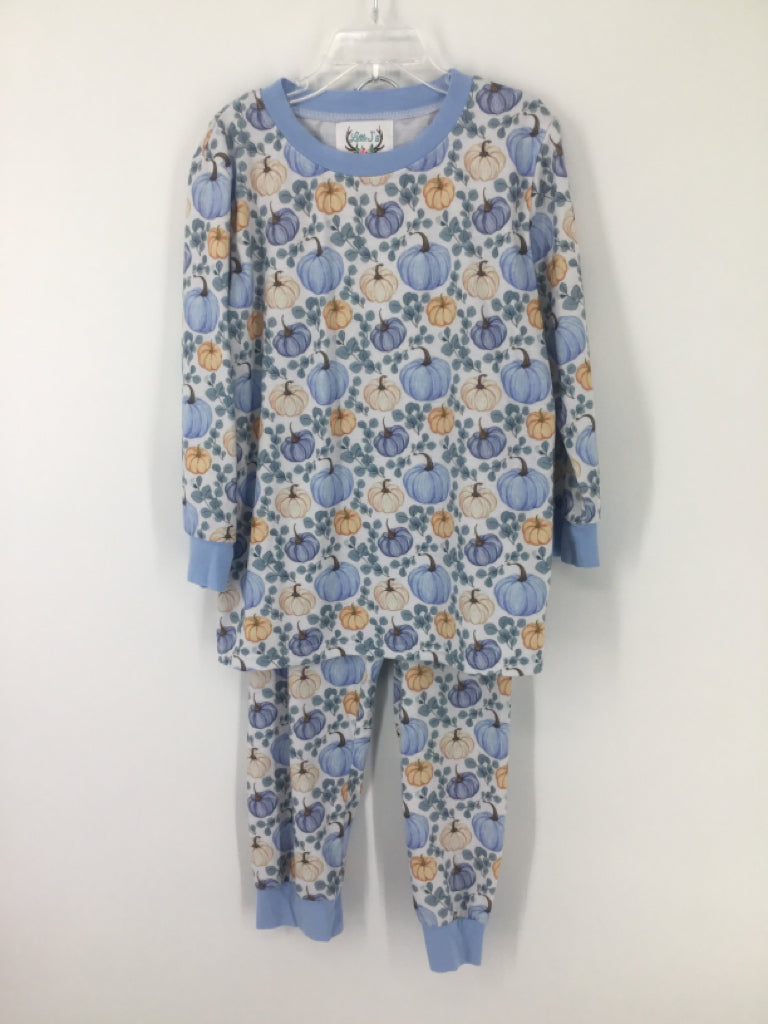 Little J's Smocks Child Size 6 Blue Thanksgiving Pajamas