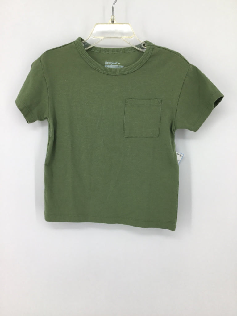 Cat & Jack Child Size 2 Green Solid T-shirt - boys