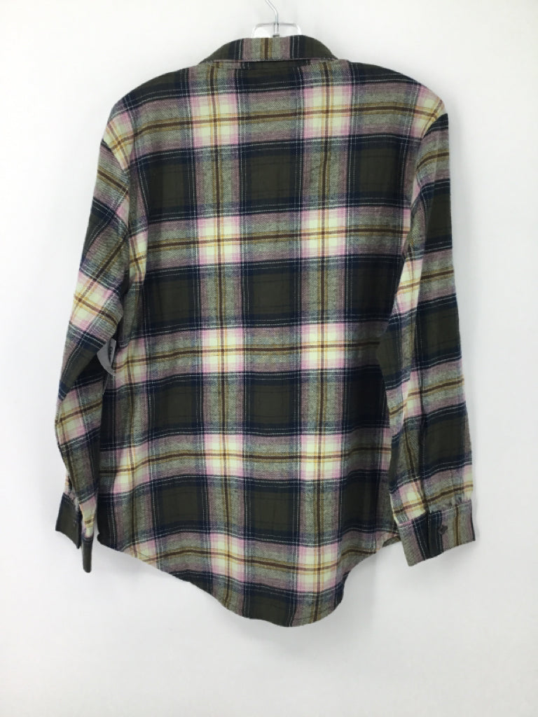 Old Navy Child Size 10 Green Plaid Shirt - boys