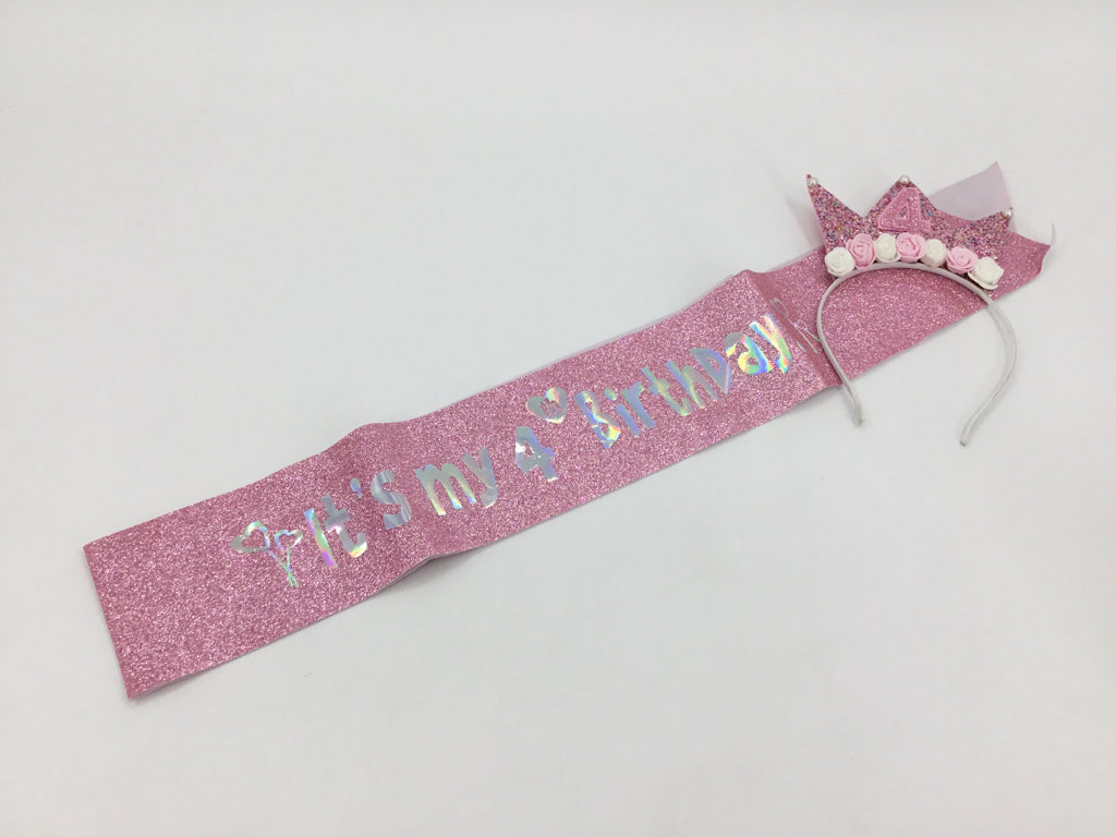 4th Birthday Sash and Headband