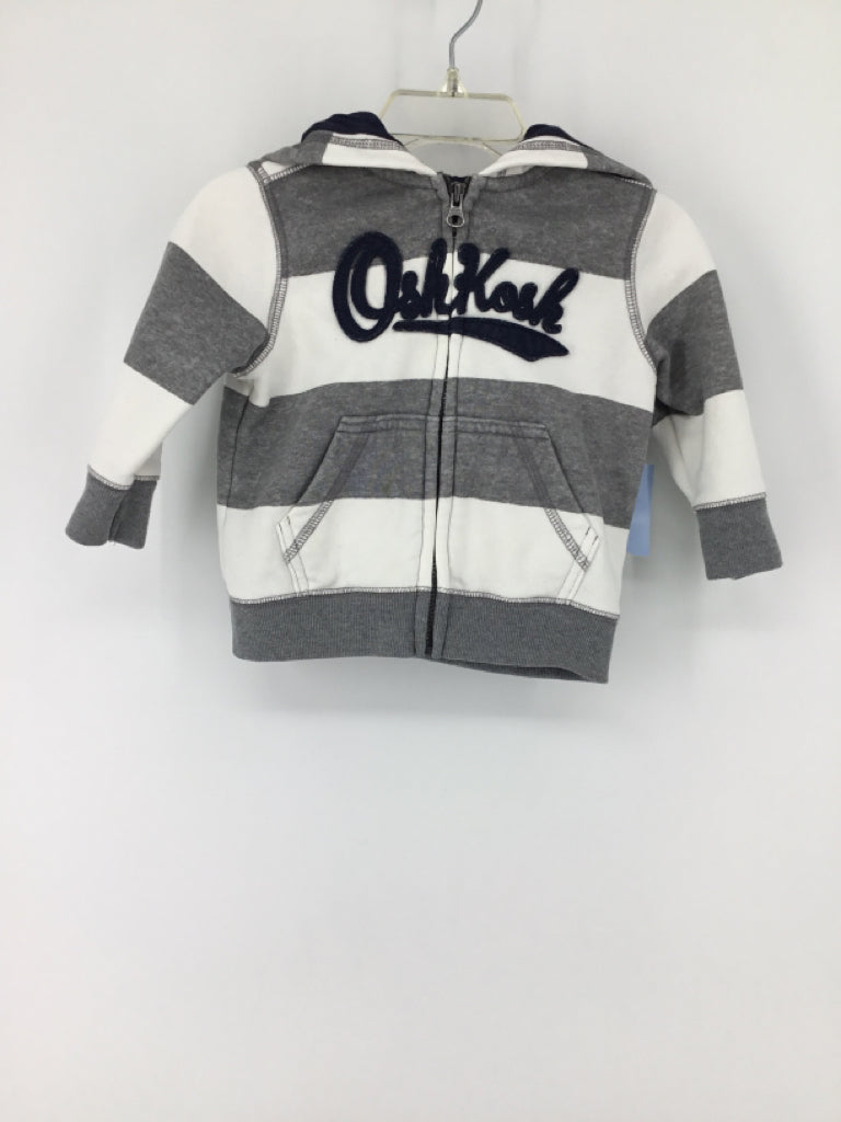 OshKosh B'gosh Child Size 6 Months Gray Stripe Hoodie - boys