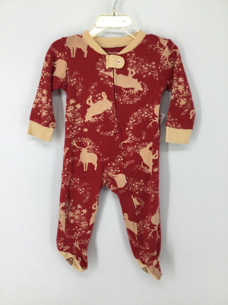 Burt's Bees Baby Child Size 3-6 Months Red Christmas Sleeper