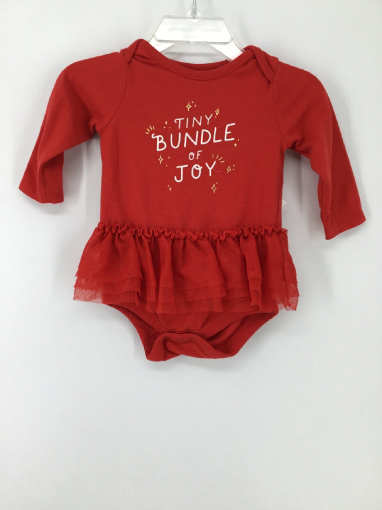 Cat & Jack Child Size 0-6 Months Red Christmas Onesie
