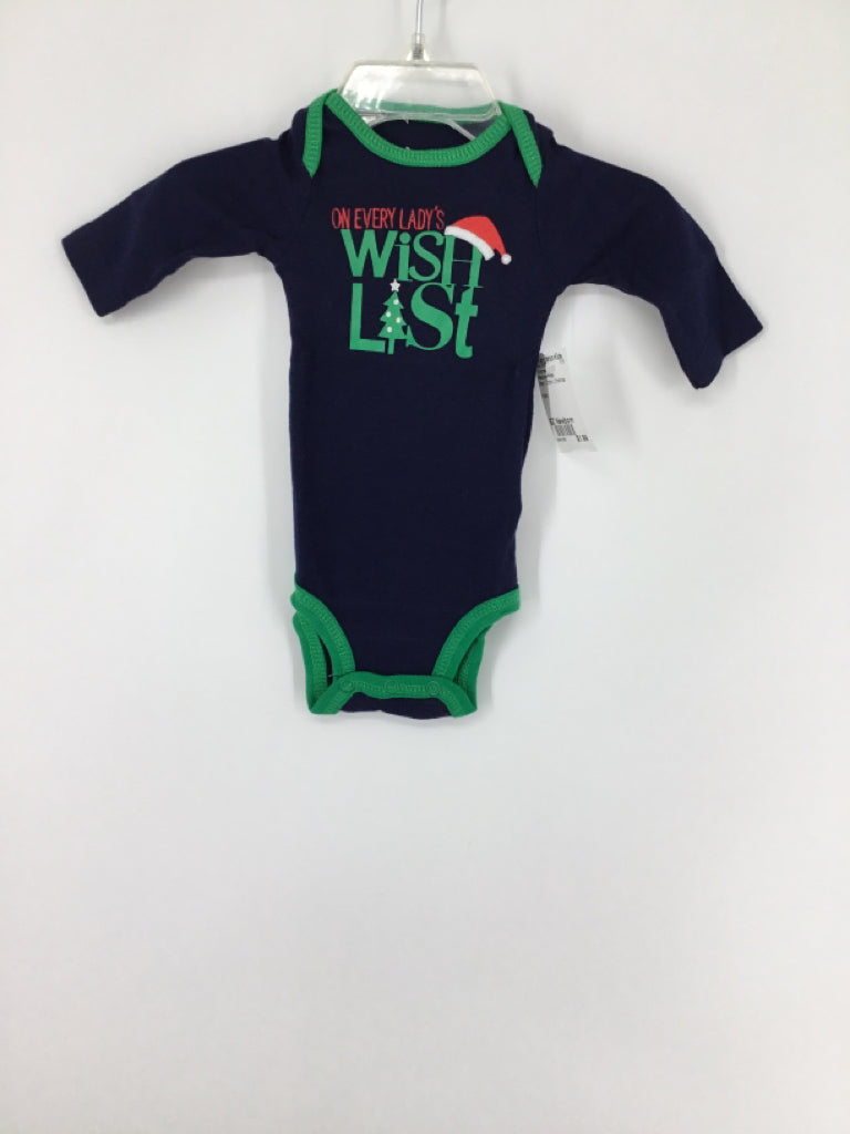 Precious Firsts Child Size Newborn Navy Christmas Onesie