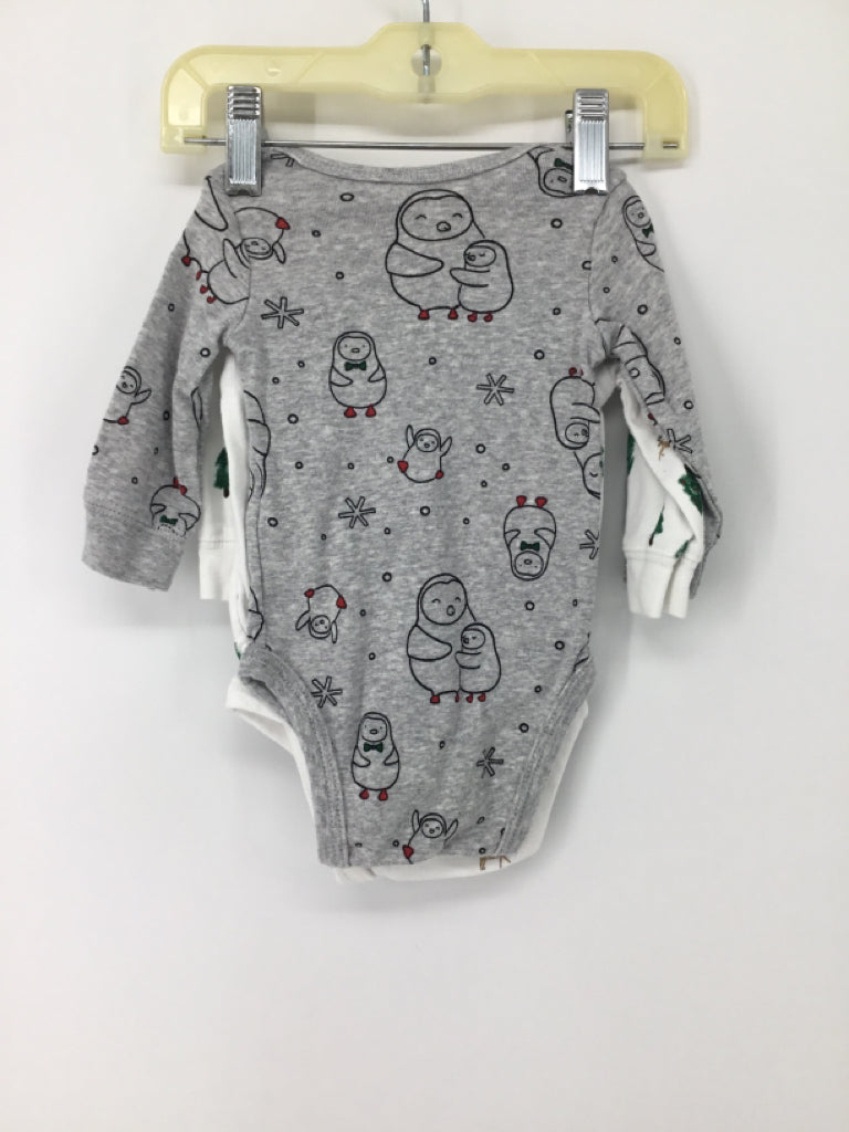 Carter's Child Size 3 Months Gray Christmas Onesie Set of 2