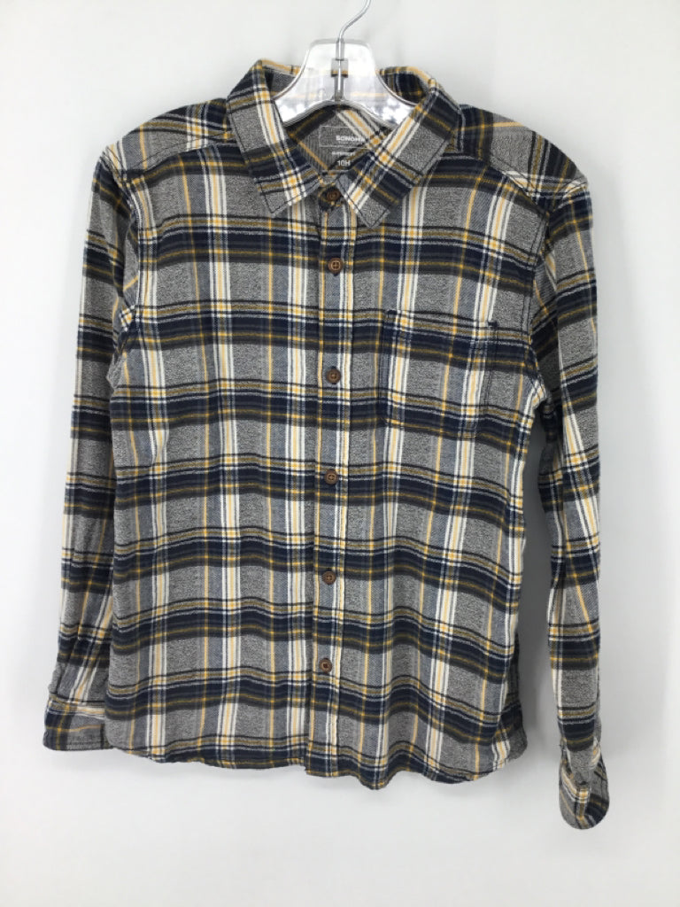 Sonoma Child Size 10 Natural Plaid Shirt - boys