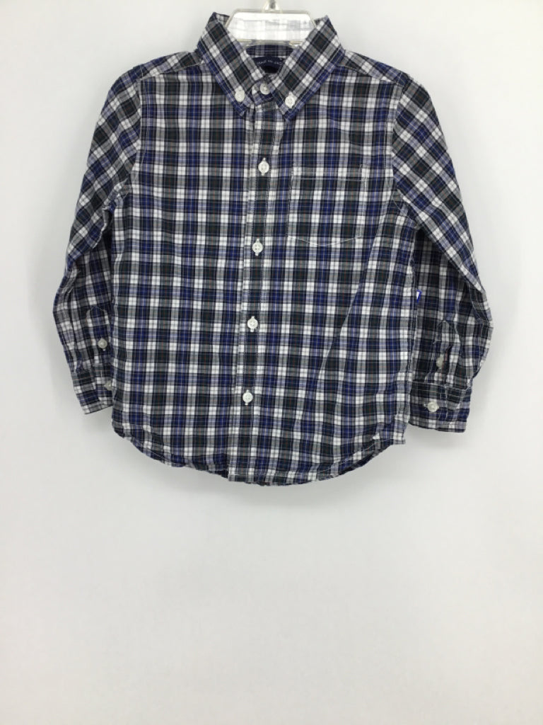 Janie and Jack Child Size 2 Navy Plaid Shirt - boys