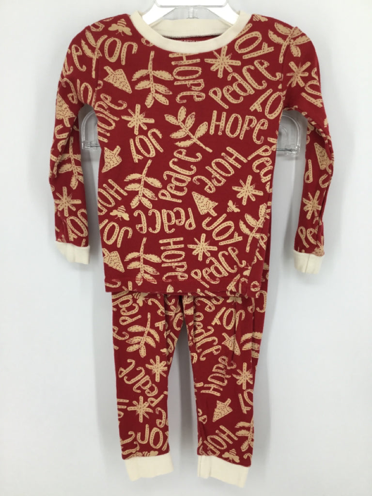 Burt's Bees Baby Child Size 2 Red Christmas Pajamas
